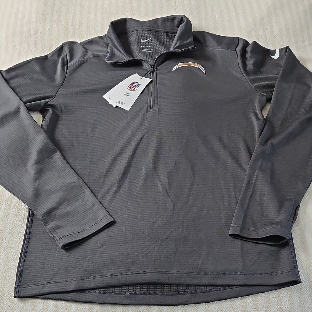 Nike Anthracite Los Angeles Chargers Logo Pacer Performance Half-Zip Size:S